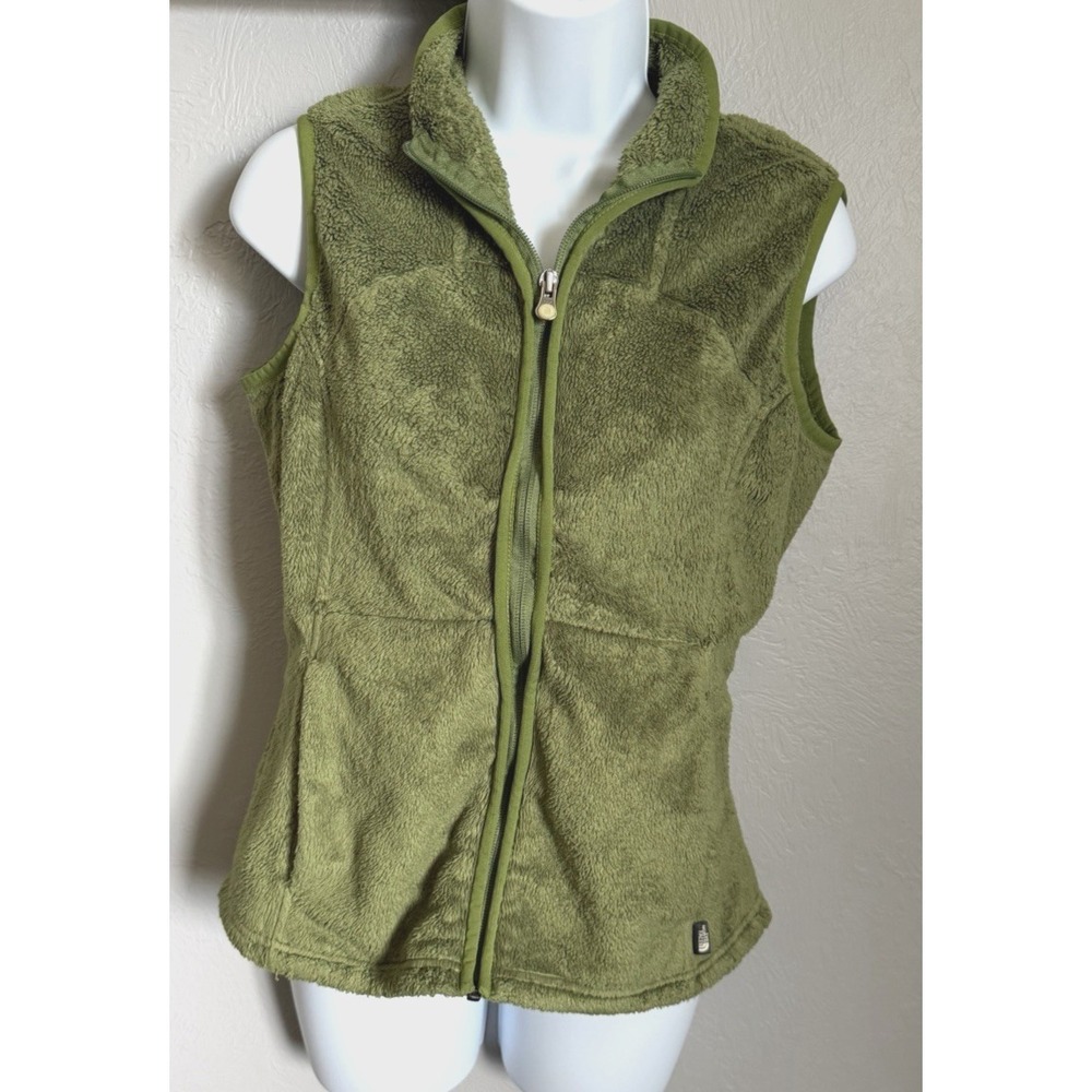 The North Face Osito Fleece Vest Womens Medium Green High Pile Full Zip Outdoor